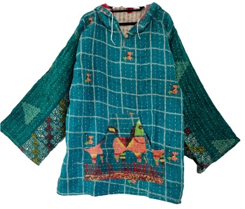 Reversible Kantha Joani  hoody (52 inches bust )