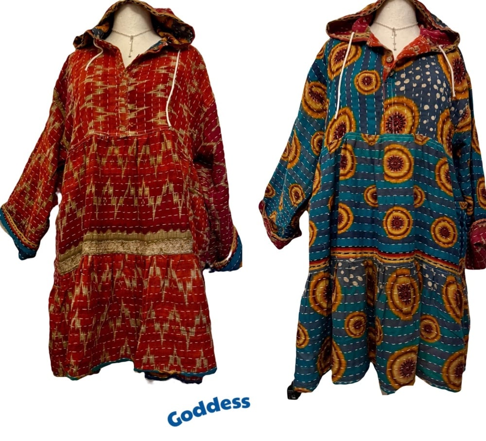 Reversible Kantha Lola prairie smock dress