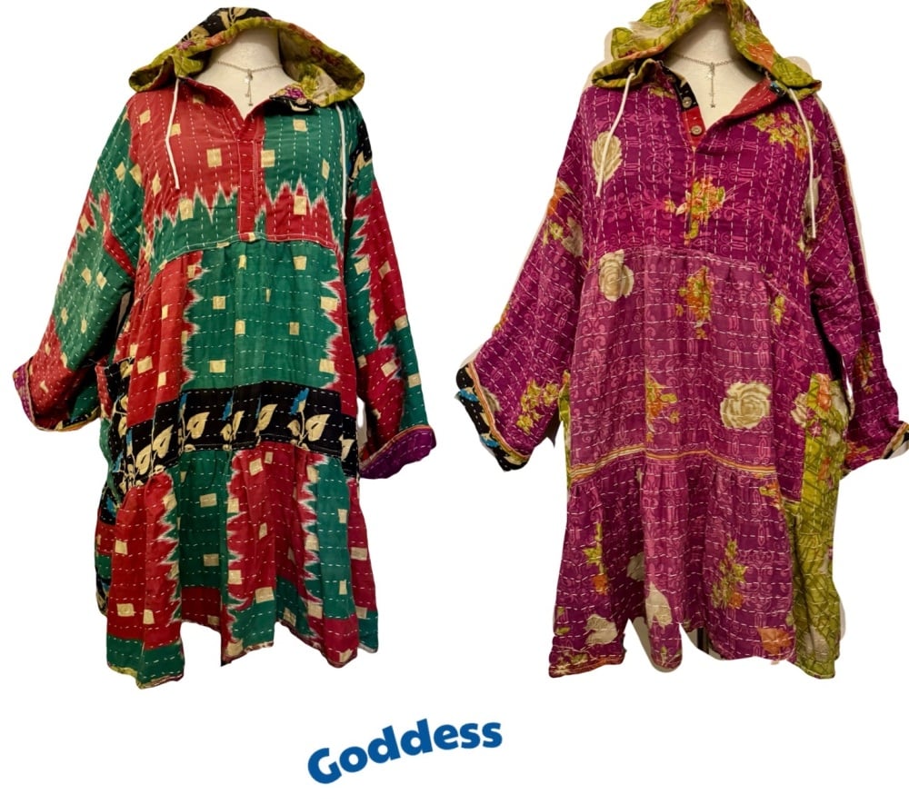 Reversible Kantha Lola prairie smock dress