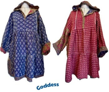 54 inch bust/Reversible Kantha Lola prairie smock dress