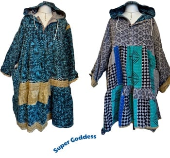 60 inch bust /Reversible Kantha Lola prairie smock dress