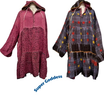 60 inch bust / Reversible Kantha Lola prairie smock dress