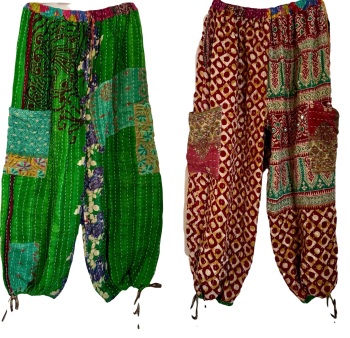 Reversible Kantha cargo trousers