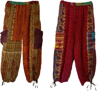Reversible Kantha cargo trousers