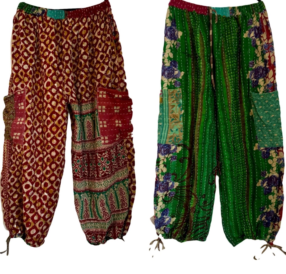 Reversible Kantha cargo trousers