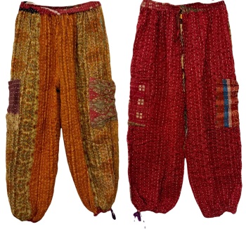 Reversible Kantha cargo trousers