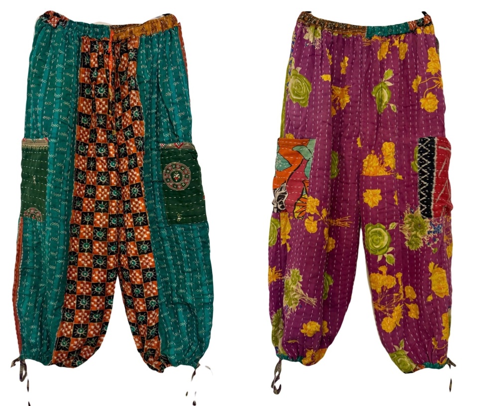 Reversible Kantha cargo trousers