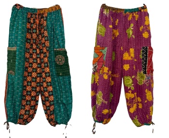Reversible Kantha cargo trousers