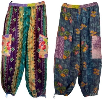 Reversible Kantha cargo trousers