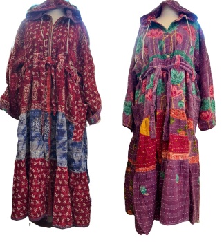 Eden goddess Reversible Kantha hooded robe
