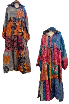 Eden goddess Reversible Kantha hooded robe