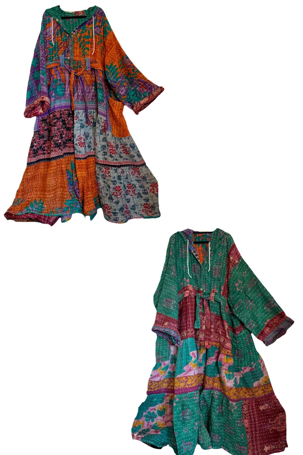 Eden goddess Reversible Kantha hooded robe