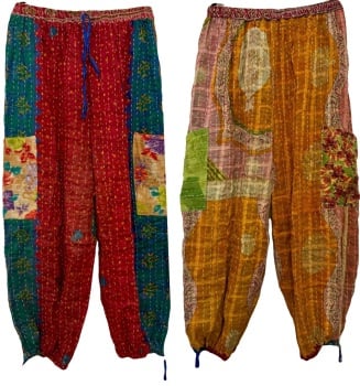 Reversible Kantha cargo trousers