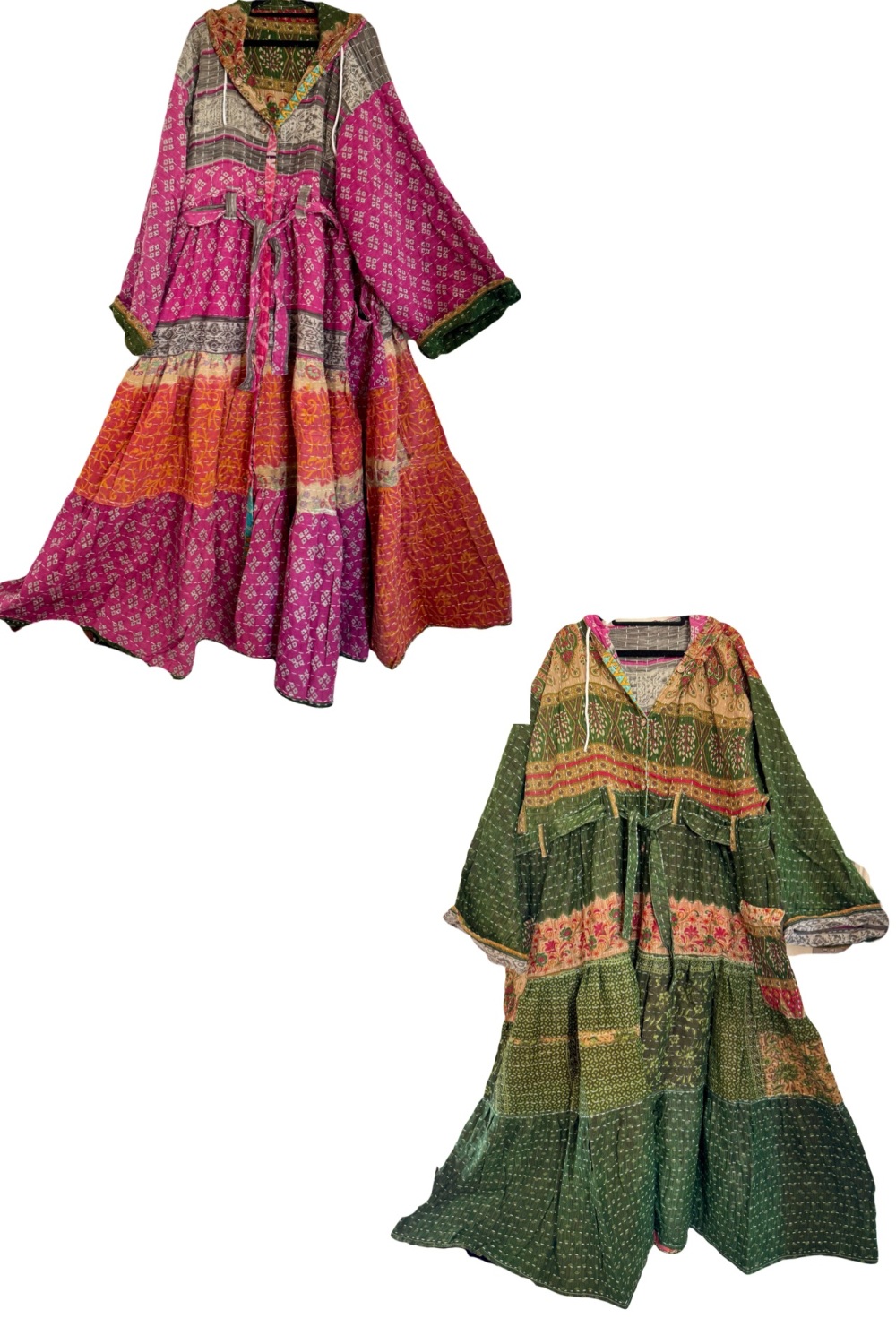 Eden goddess Reversible Kantha hooded robe