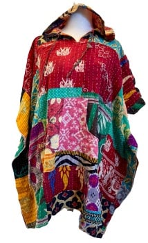 Funky Kantha patchwork poncho Thea top