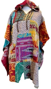 Funky Kantha patchwork poncho Thea top