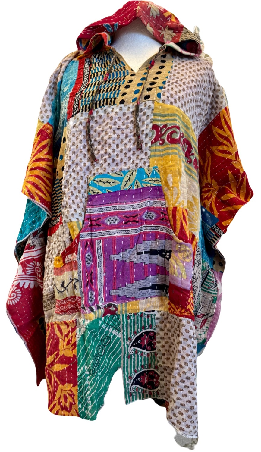 Funky Kantha patchwork poncho Thea top