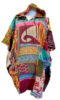 Funky Kantha patchwork poncho Thea top