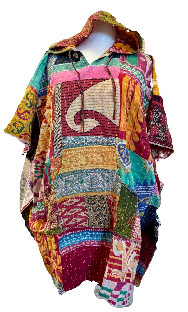 Funky Kantha patchwork poncho Thea top