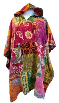 Funky Kantha patchwork poncho Thea top