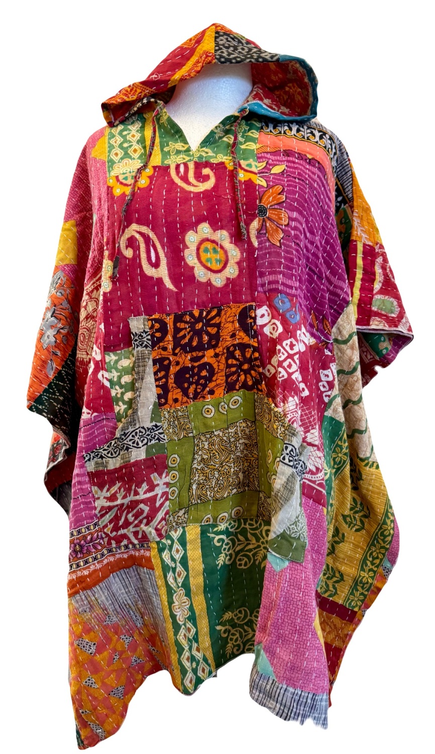 Funky Kantha patchwork poncho Thea top