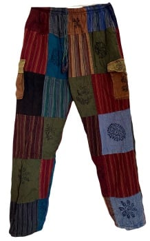 Fleece lined patchwork hippy trousers