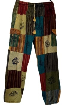Fleece lined patchwork hippy trousers