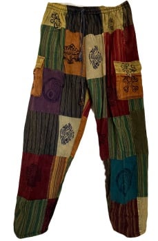 Fleece lined patchwork hippy trousers
