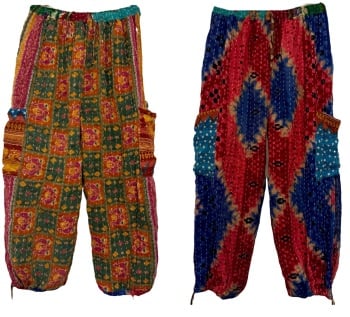 Reversible Kantha cargo trousers