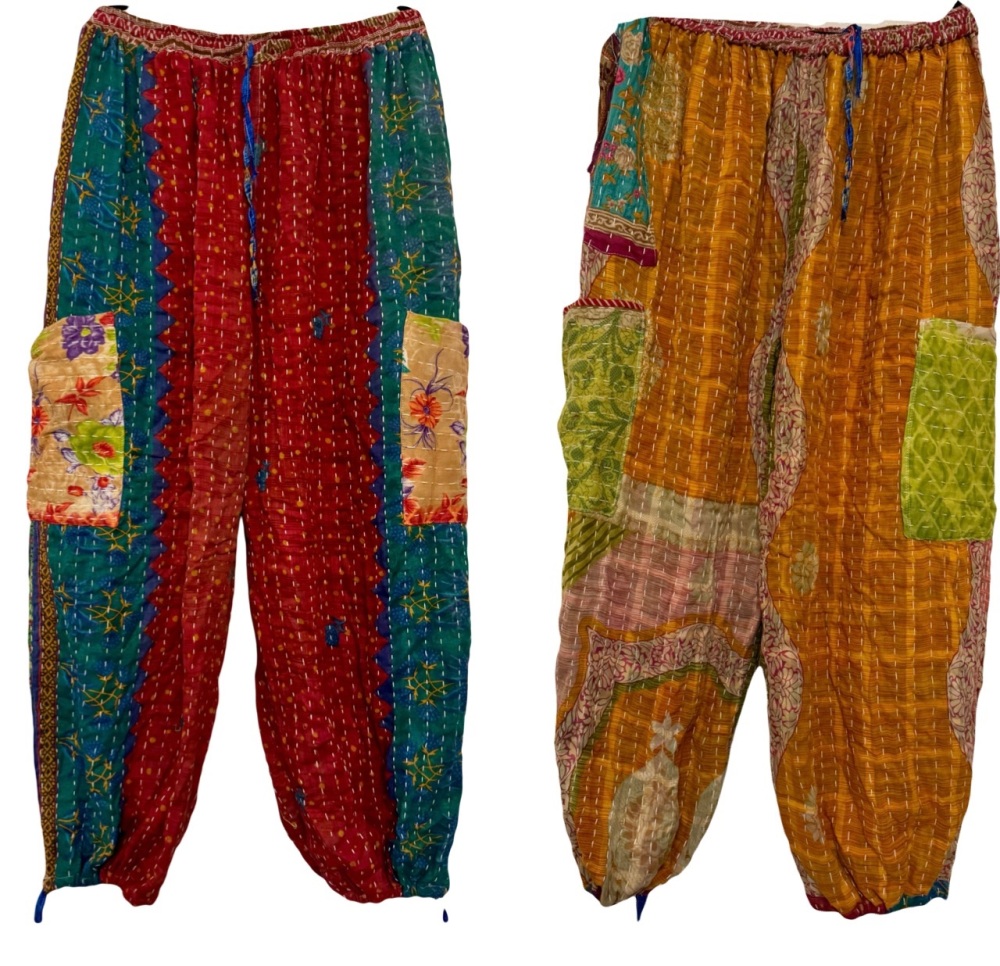 Reversible Kantha cargo trousers