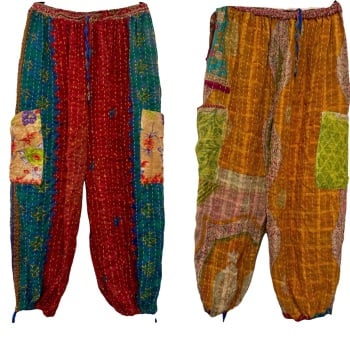 Reversible Kantha cargo trousers