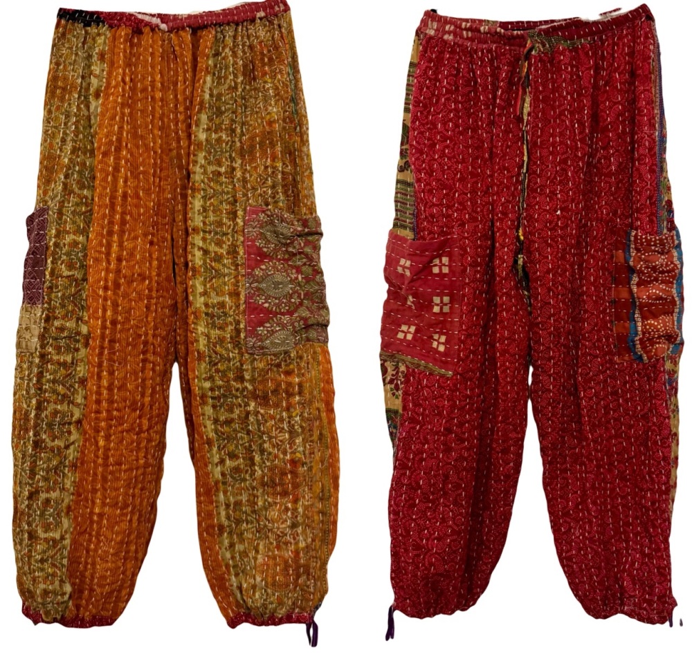 Reversible Kantha cargo trousers