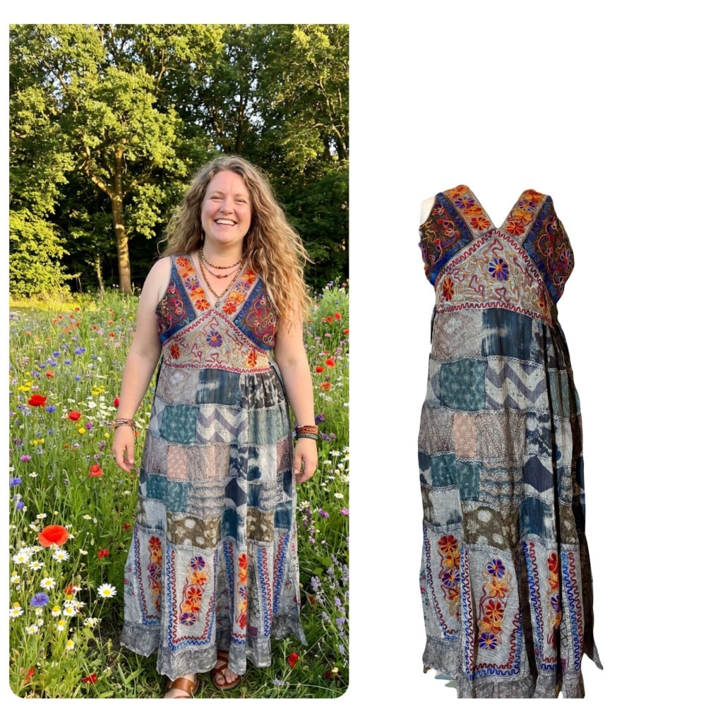 Beautiful Woodstock  patchwork dress curvy