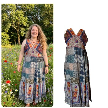 Beautiful Woodstock  patchwork dress curvy