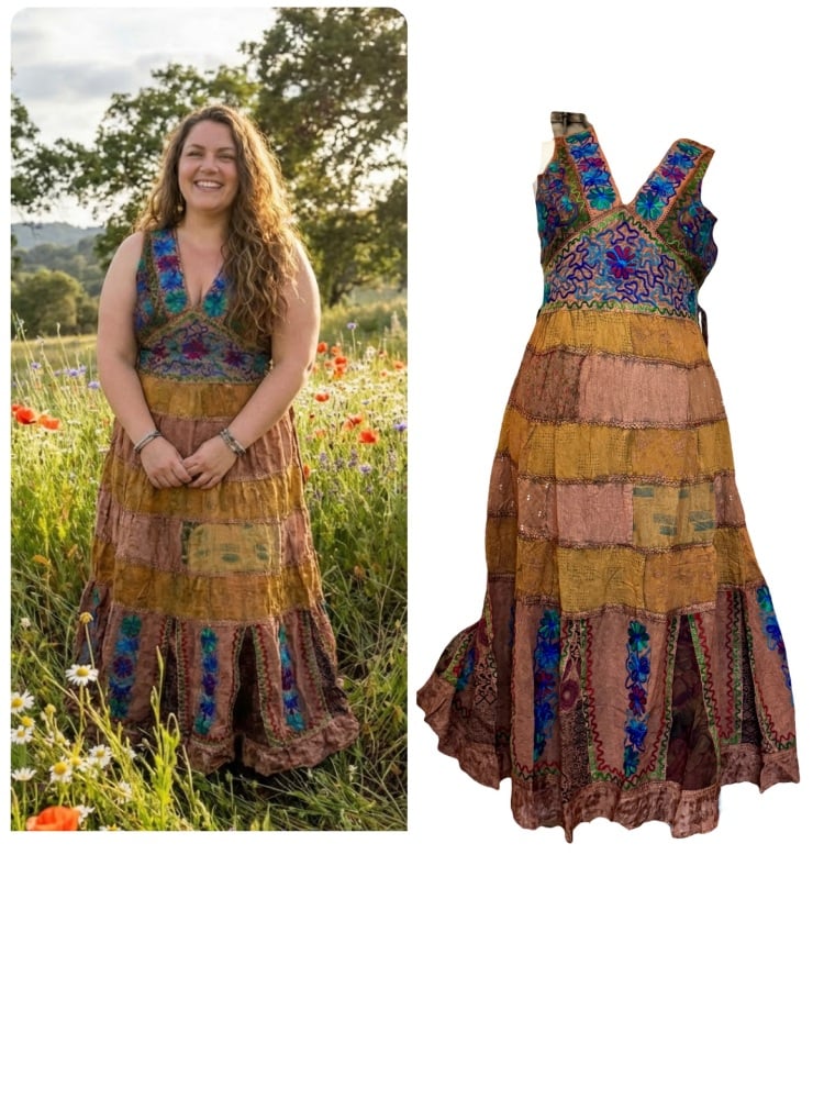 Beautiful Woodstock  patchwork dress curvy