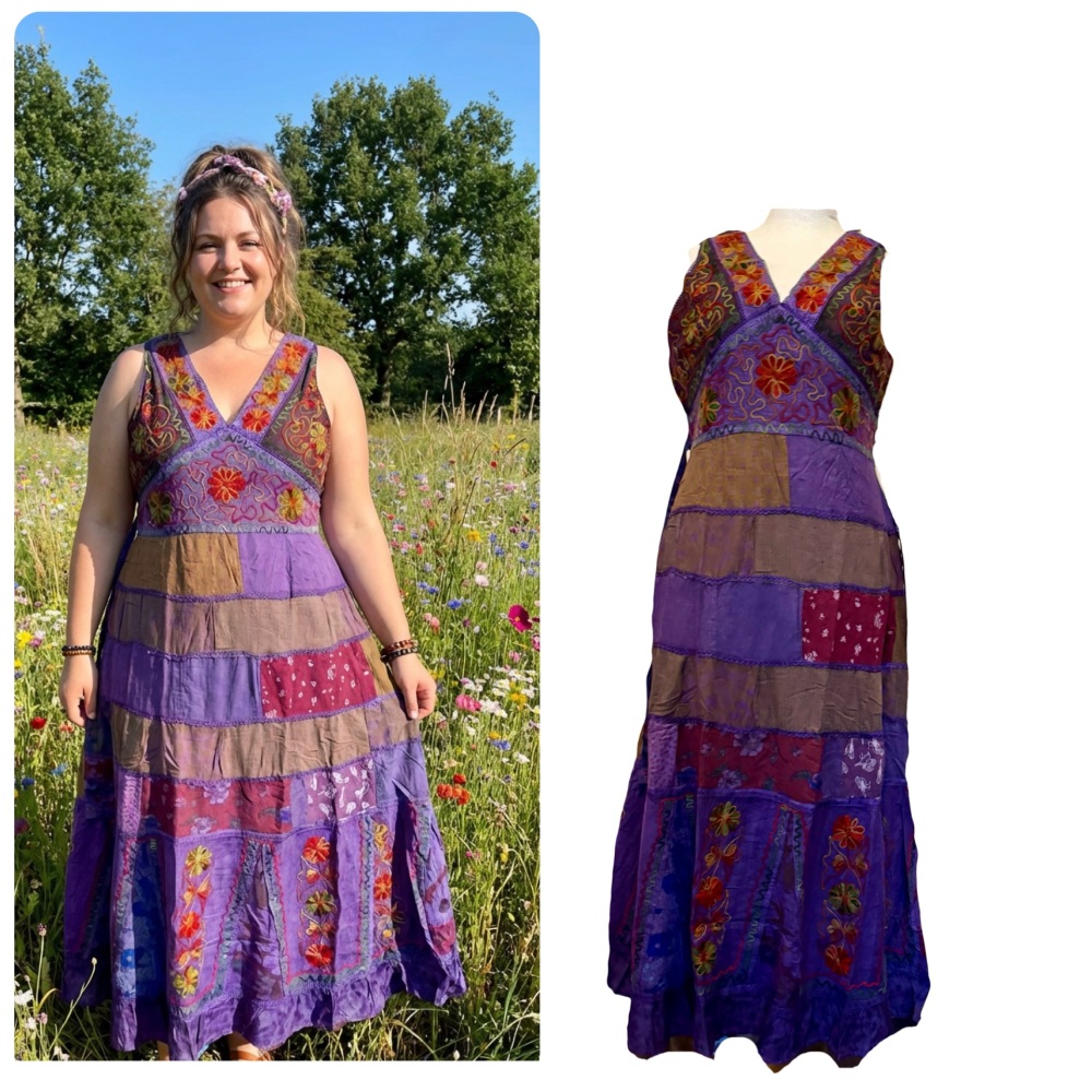 Beautiful Woodstock  patchwork dress curvy