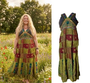 Beautiful Woodstock  patchwork dress curvy