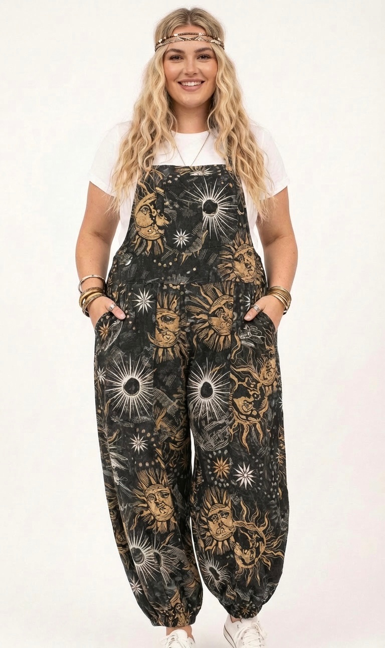 Celestial wide leg dungarees