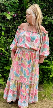 Shayla maxi dress [bust 50 inches]  coral