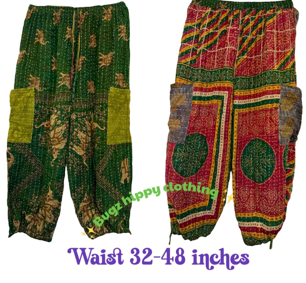 Reversible Kantha cargo trousers