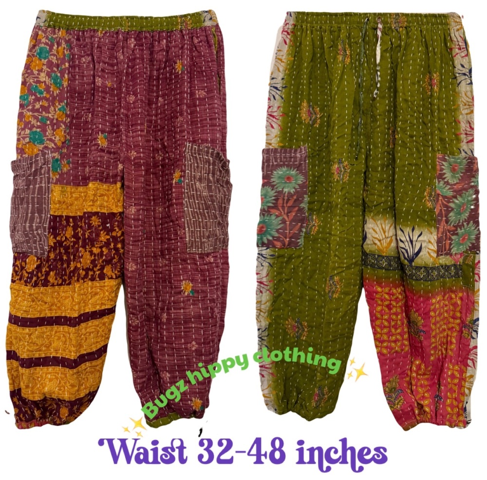 Reversible Kantha cargo trousers