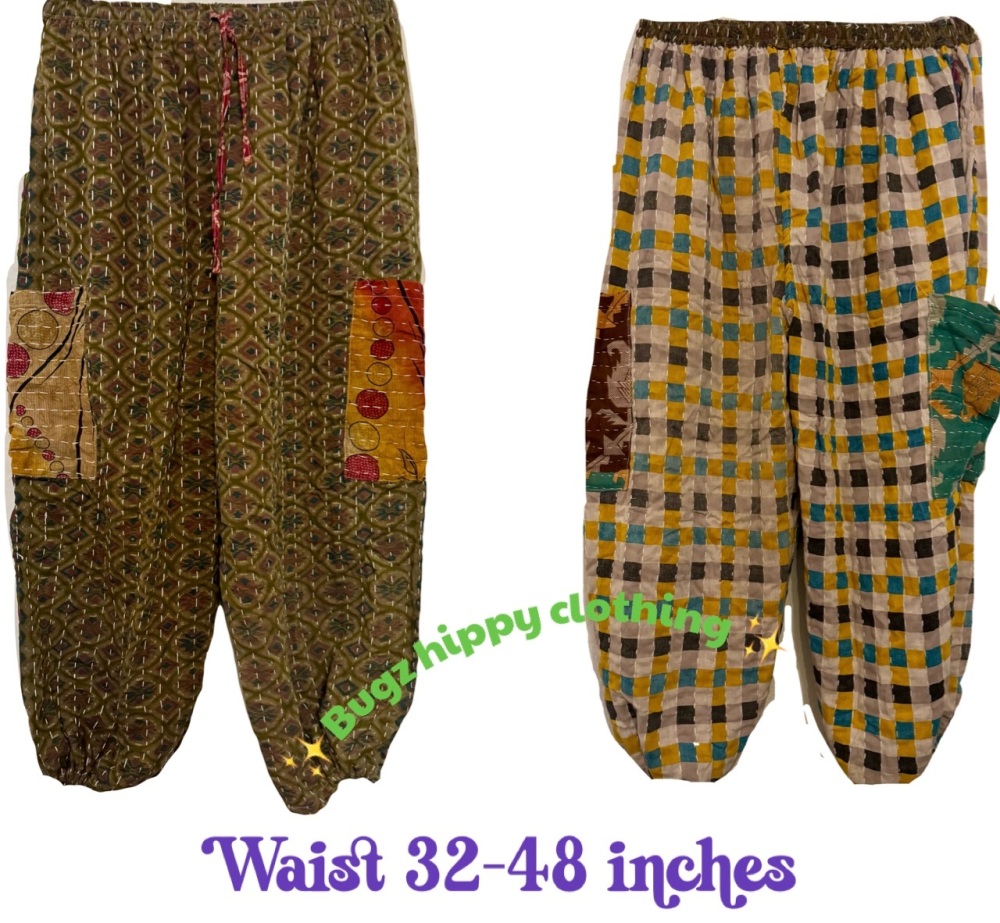 Reversible Kantha cargo trousers