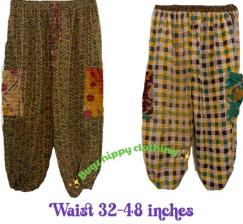 Reversible Kantha cargo trousers