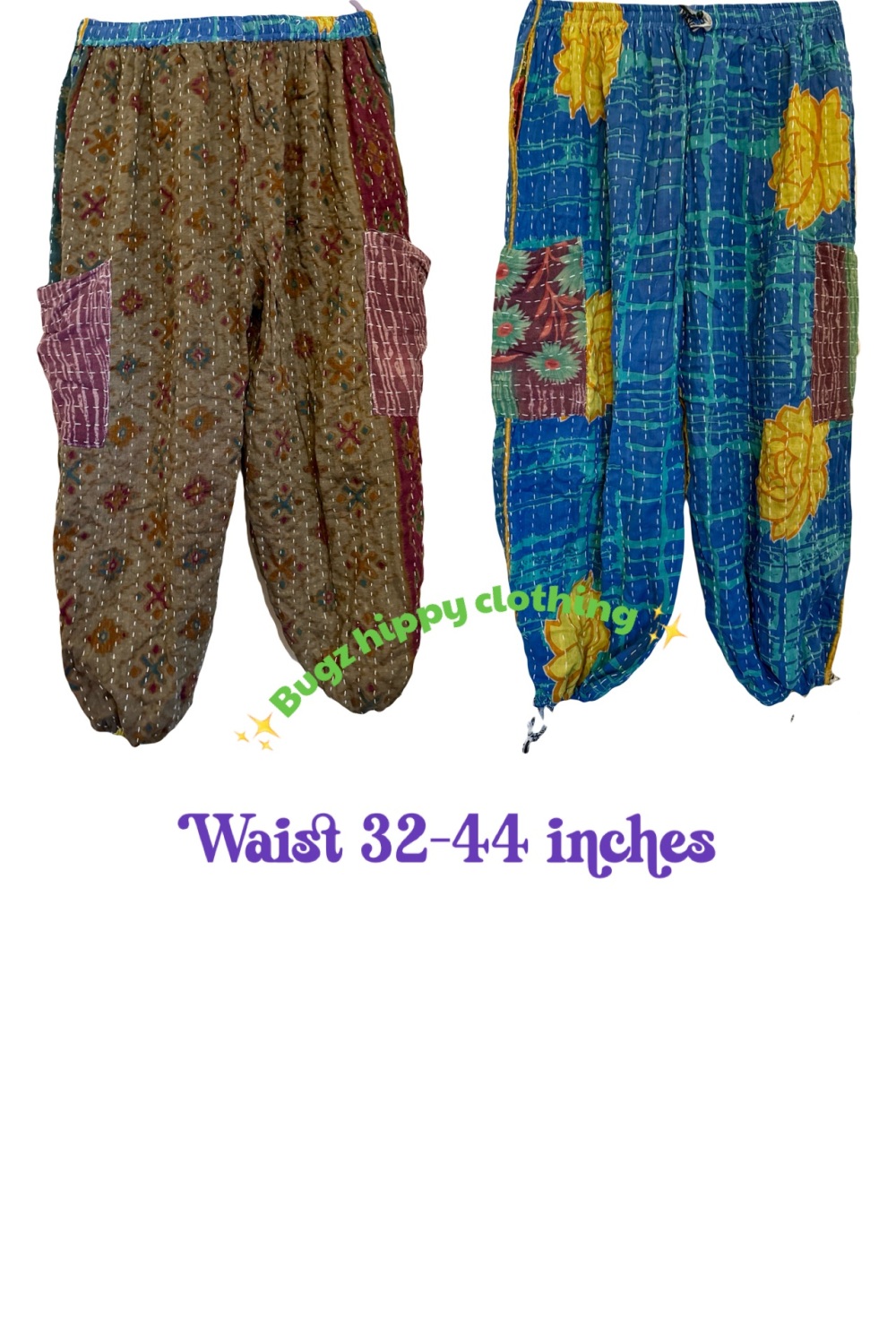 Reversible Kantha cargo trousers