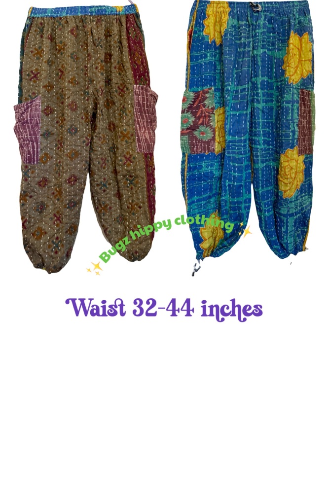 Reversible Kantha cargo trousers