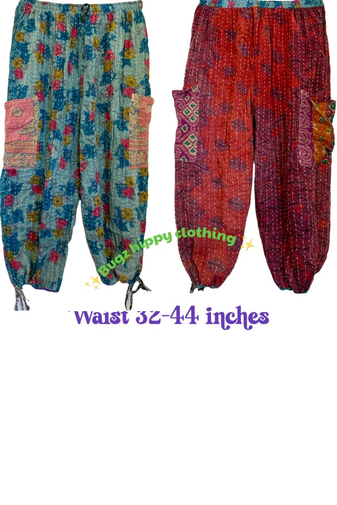 Reversible Kantha cargo trousers