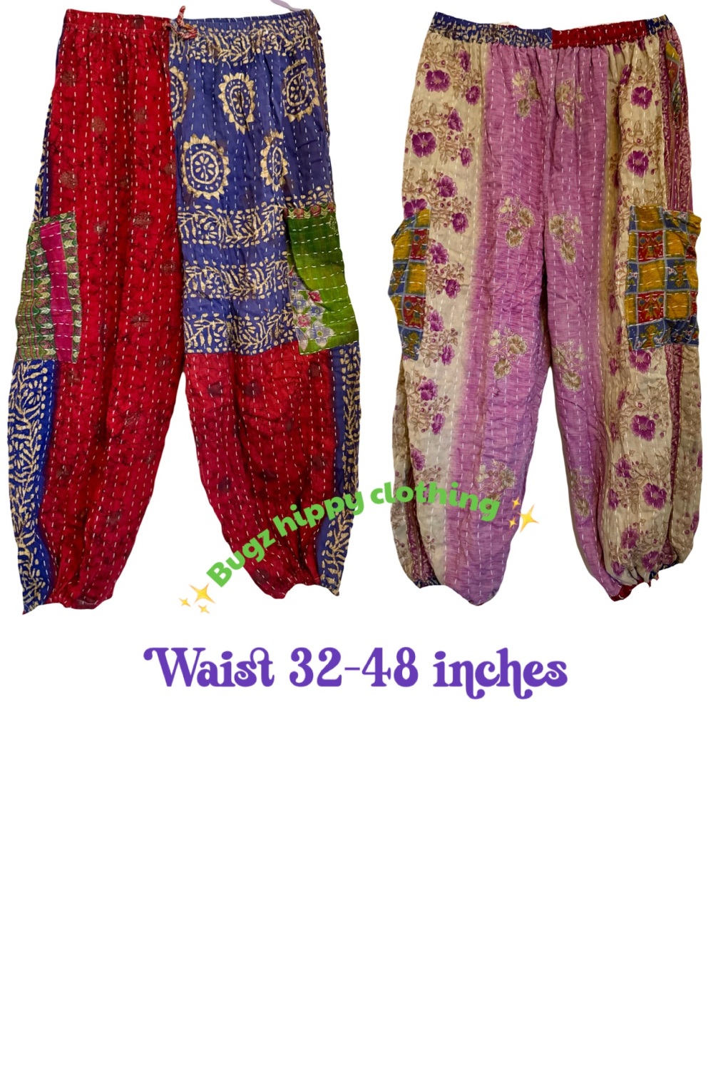 Reversible Kantha cargo trousers