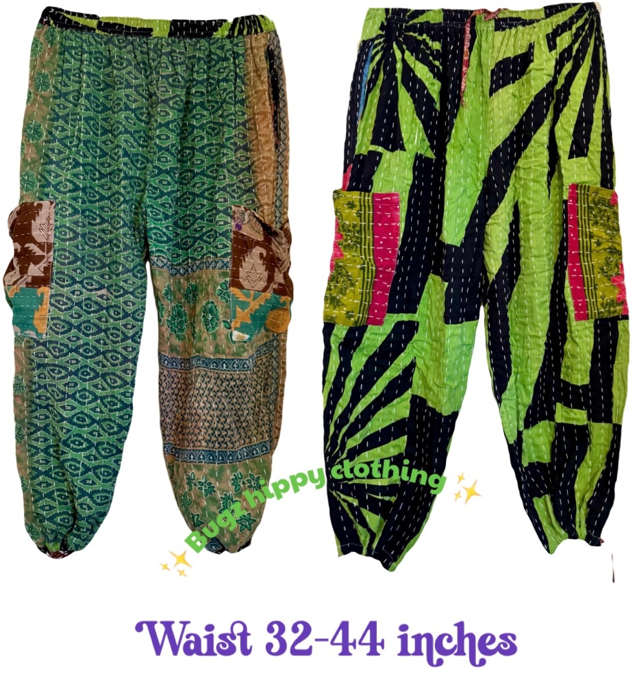 Reversible Kantha cargo trousers