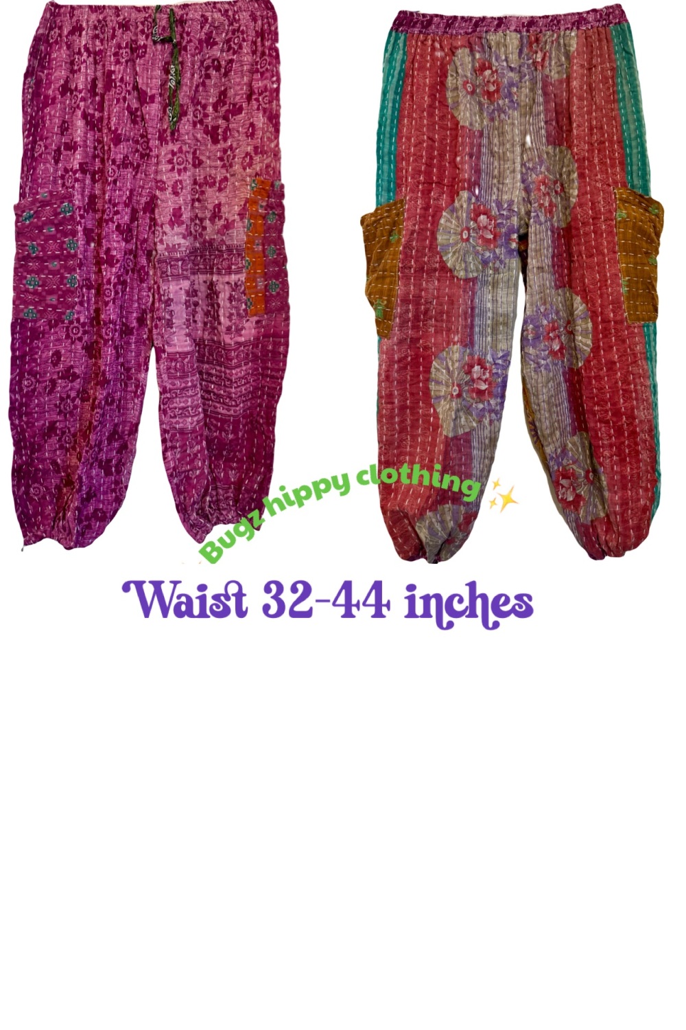Reversible Kantha cargo trousers