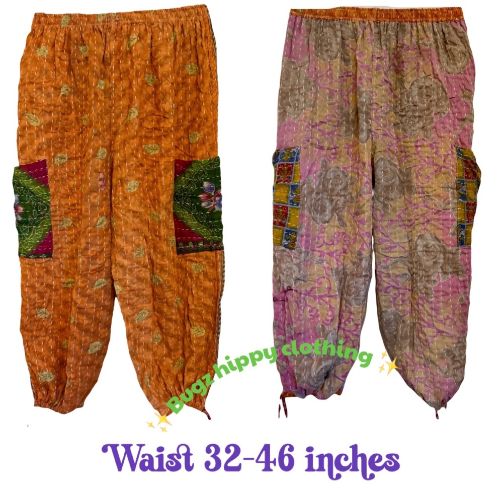 Reversible Kantha cargo trousers